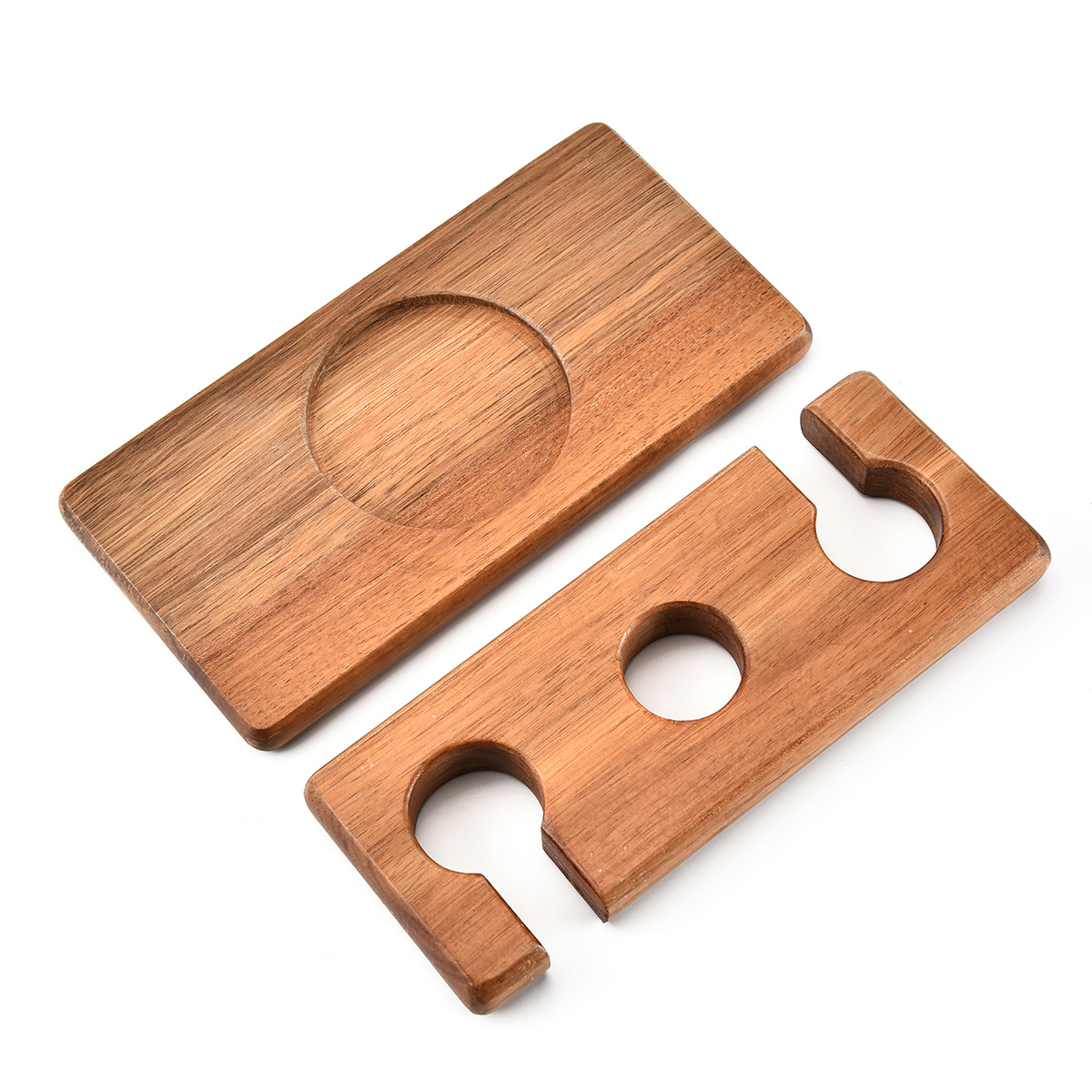 Wooden Wine Glass Holder Tray Set – 20×10×1.5cm with Plate Slot